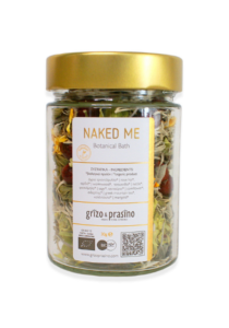 jar of herbal bath with golden lid